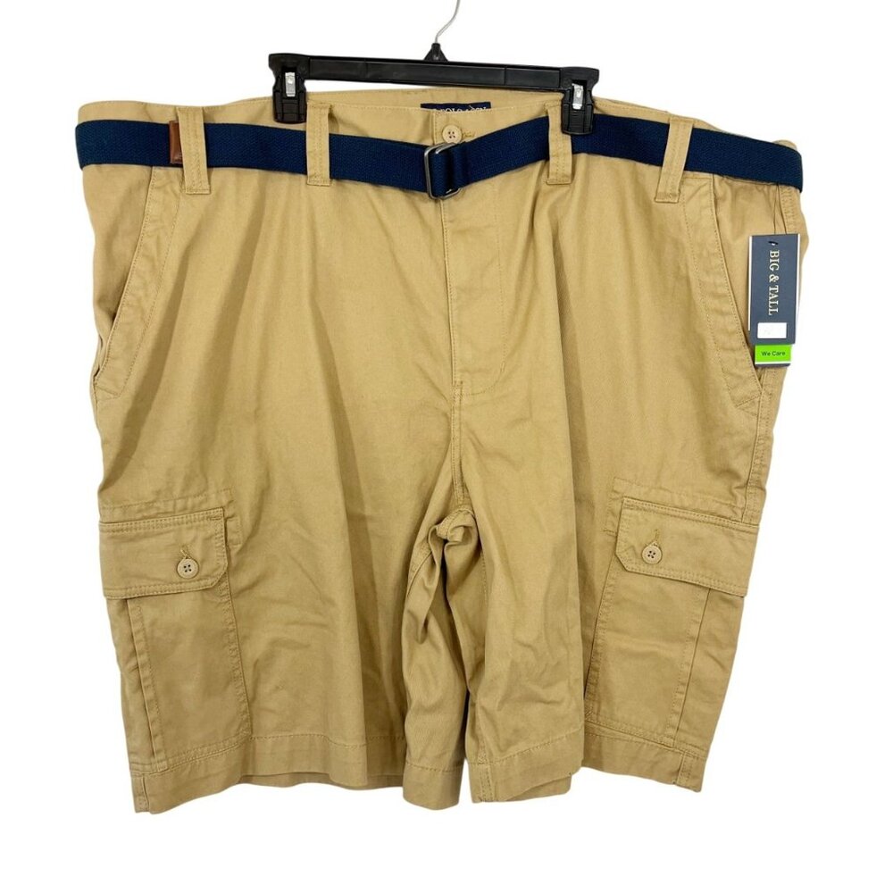 NEW U.S. Polo Assn. Khaki Cargo Shorts with Navy Belt Pockets -‎ Men's Size 54